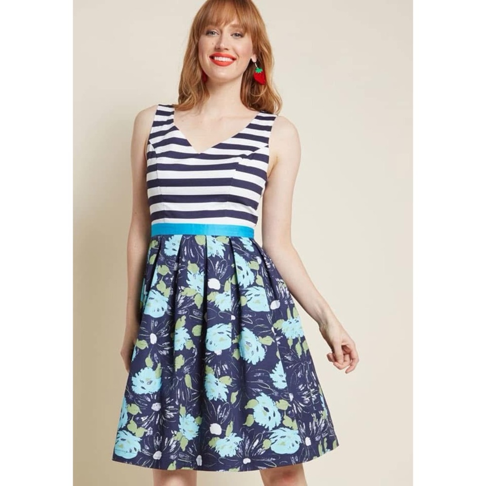 ModCloth Intriguing on Arrival Cotton Two-fer Dress